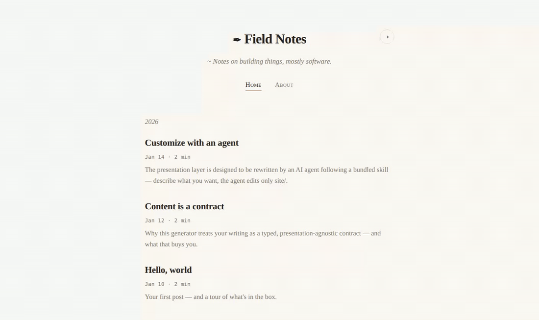 Minimal theme demo
