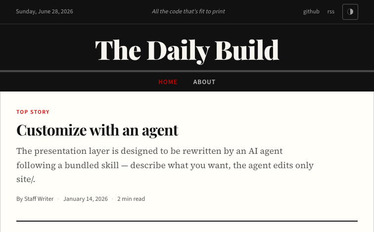 The Daily Build newspaper theme