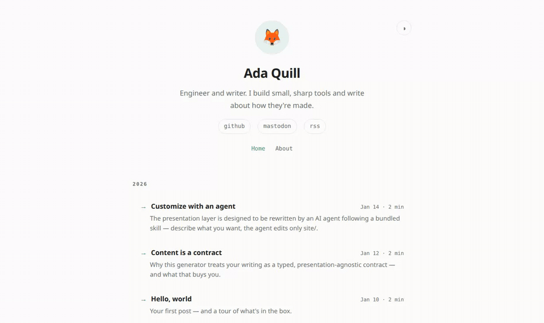 Personal landing theme demo