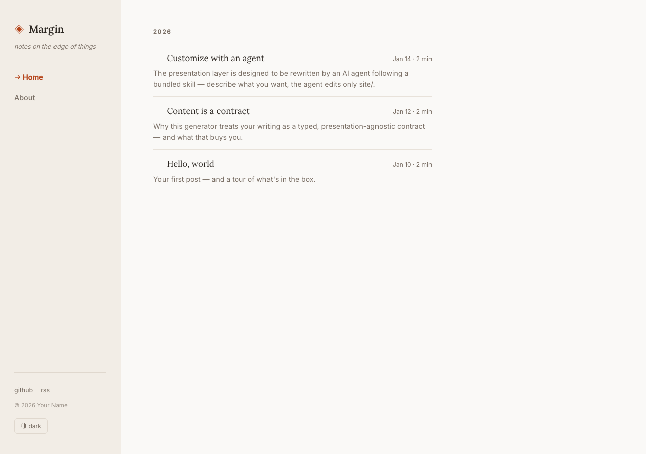 Margin sidebar layout theme